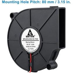 GDSTIME 75mm Blower Fan 2PIN, 75mm x 15mm Cooling Blower Fan, 5V DC Brushless Cooler Fan