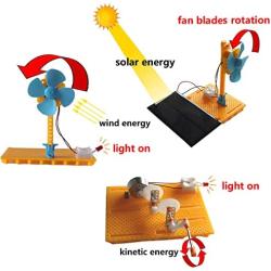 Science Experiment Educational STEM Building Kit DIY Solar RC Car DC Wind Power Generator Generation Model Solar Energy Hand Crank Generator Assemble Gears Set Electric Motor