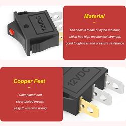 QCQIANG 2PCS AC 16A 250V 20A 125V Rocker Switch with Red LED Light, Rocker Button Switch for Cars, Motorcycles, Vacuum Cleaners