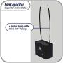 Appli Parts Fan Capacitor 10 mfd (microfarads) uf 250 VAC with 2 Wire Terminal Connections compatible with any brand with same capacitance 1-7/8in Width 1in depth 1-1/2in Height CAP-10-250-2C