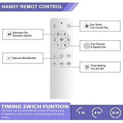Wood Ceiling Fan, Modern Ceiling Fan No Light, Wood Ceiling Fan with Remote Control, 3 Blades Moisture-Proof Ceiling Fan with 6 Speed Noise-Free DC Motor for Bedroom Patios Kitchen