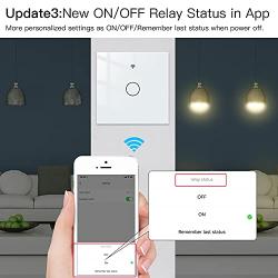 Moes WiFi Smart Light Switch with Multi-Control（2/3 Way) for European Electrical Box, Relay Status Optional, Backlight On/Off, Compatible with Smart Life/Tuya App, Alexa and Google Home, 1 Gang White