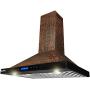 AKDY Wall Mount Range Hood - Embossed Copper Hood Fan for Kitchen - 4-Speed Professional Quiet Motor - Premium Touch Control Panel - Elegant Vine Design - Dishwasher Safe Baffle Filters (30 in.)