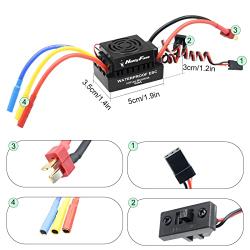 Hobby Fans Upgrade Waterproof 3650 4300KV Brushless Motor 3.175mm Shaft with 60A ESC Combo Set for 1/10 RC Car Truck