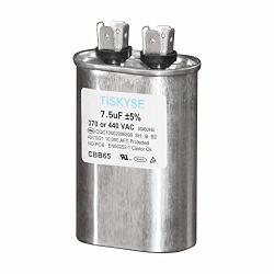 TISKYSE 7.5 uf MFD 370 or 440 VAC CBB65 Oval Run Capacitor for Fan Motor Blower Condenser in Air Handler Straight Cool or Heat Pump Air Conditioner