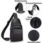 Genuine Leather Sling Bag Crossbody Motorcycle Bag Handmade Chest Bag Hiking Daypack Retro Shoulder Backpack (Darkgrey)