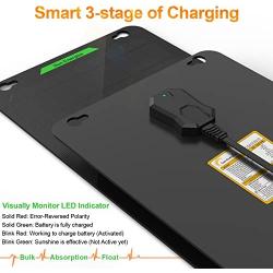 10W 12V Solar Car Battery Charger Pro, Portable Solar Panel Trickle Charger & Maintainer Built-in MPPT Charge Controller + 3-Stages Charging for Automotive Motorcycle RV Boat Trailer Snowmobile