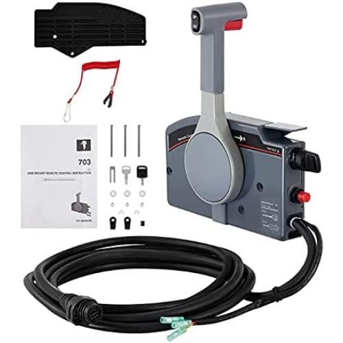 OVERSEE Outboard Remote Control Box Side Mount Outboard Motor Fits for 703 Yamaha Outboards Push Throttle 10 Pin Cable 16 Feet Harness 703-48205-16-00