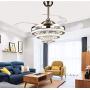 Crystal Ceiling fan with lights, Retractable Blades Fan Chandelier with Remote Control Fandelier with 3 Color Changing Chandelier for livingroom bedroom(Silver)