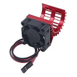 ShareGoo Aluminum 380 390 Motor Heatsink with Cooling Fan Electric Engine Heat Sink Compatible with HSP HPI Wltoys Himoto Redcat 1/16 1/18 RC Car (Red)