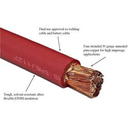 WNI 1/0 Gauge 10 Feet Red 1/0 AWG Ultra Flexible Welding Battery Copper Cable Wire - Made In The USA - Car, Inverter, RV, Solar