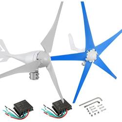 Dyna-Living 400W 12V Wind Turbine Generator & 500W 12V Wind Turbine Motor with Charge Controller for Home Marine Industrial Energy Blue 5 Blades and White 3 Blades (Not Included Mast)