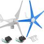 Dyna-Living 400W 12V Wind Turbine Generator & 500W 12V Wind Turbine Motor with Charge Controller for Home Marine Industrial Energy Blue 5 Blades and White 3 Blades (Not Included Mast)