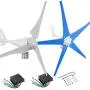 Dyna-Living 400W 12V Wind Turbine Generator & 500W 12V Wind Turbine Motor with Charge Controller for Home Marine Industrial Energy Blue 5 Blades and White 3 Blades (Not Included Mast)