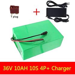 Jieoto 36V 10Ah 10S 4P E-Bike Battery Pack Waterproof Lithium-ion Battery for 750W 500W 350W 250W Motors for Electric Scooter Electric Tricycles Electric Tools with Charger