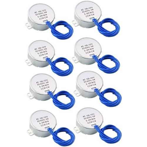 BNYZWOT Metal TYC-50 Double Flat Shaft CW/CCW Undirectional Speed Reduction Synchronous Motor AC110V 5-6RMP Silver 8 Pack