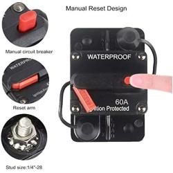 OUHL 60 Amp Circuit Breaker Manual Reset 30-250A for Car Truck Rv ATV Marine Trolling Motors Boat Vehicles,12V-48V DC (60A)