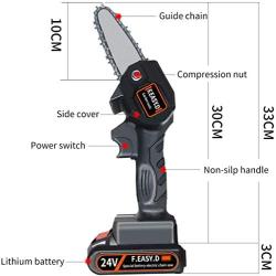 Tebfox Mini Chainsaw Cordless Electric 4-Inch Chainsaw with Brushless Motor, 0.7kg One-Hand Battery Powered Mini Chainsaw for Pruning Shears Tree Branch Wood Cutting 1free