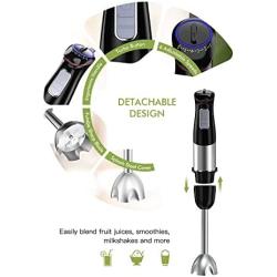 Immersion Blender, 2-in-1 Multi-Purpose Hand Blender, 500W Multifunctional Hand Blender with Whisk, 6-Speed and Turbo Mode, 304 Stainless Steel Handheld Stick Blender for Smoothies, Puree Baby Food and Soups