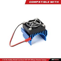 RC Motor Heatsink with 5V Cooling Fan for 1/10 Traxxas Axial Tamiya Losi 540 550 3650 Size Brushless Engine Motor?Remote Control Car Truck Buggy Crawler,Dark Blue