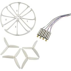 Upgraded Motors Three Blades Propellers Main Propeller Guard Bumpers Protectors for Hubsan H502E H502S Drone Replacement CCW CW with Metal Gears RC Quadcopter Spare Parts Set (White)