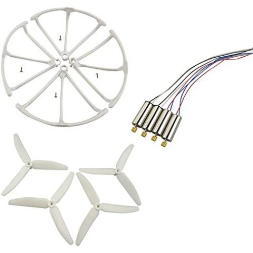 Upgraded Motors Three Blades Propellers Main Propeller Guard Bumpers Protectors for Hubsan H502E H502S Drone Replacement CCW CW with Metal Gears RC Quadcopter Spare Parts Set (White)