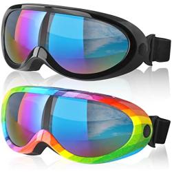 COOLOO Ski Goggles, Motorcycle Goggles, Snowboard Goggles for Men Women Kids - UV Protection Foam Anti-Scratch Dustproof
