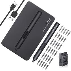 EFFTO Mini Electric Precision Screwdriver Set, 350mAh Lithium Battery Rechargeable Power Screwdriver, with 30 Bits and 3 LED Work Lights, Phone Watch Repair Tool Kit Electronic Screwdriver Set