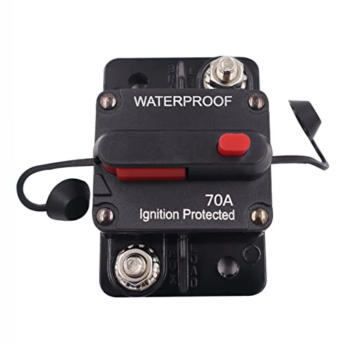 70 Amp Circuit Breaker,Waterproof,with Manual Reset,12V-48V DC, for Car Marine Trolling Motors Boat ATV Manual Power Protect and Automotive Marine Boat Audio System Protection