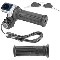 Akozon Electric Throttle Grip 36V Half-Twist Throttle with LED Power Indicator Key Lock for Electric Bikes Scooters Motorcycle