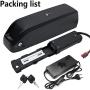 Jieoto E-Bike Battery 36V 18AH, E-Bike Battery with 2A Charger USB Port, Lithium Electric Bike Battery Suitable for 250W/350W/500W/750W Motors, More Suitable for Modification.