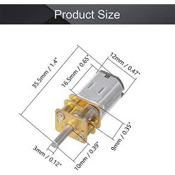 Fielect Mini Gear Motor DC 12V 2000RPM Micro Gear Motor, Speed Reduction Motor GA12-N20 for RC Car, Robot Model, DIY Engine Toys