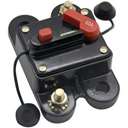 RKURCK 60 Amp Circuit Breaker with Manual Reset 12V-24V DC Surface Mount for Trolling Motor Auto Marine Boat Car Stereo Audio Speaker Resettable Fuse 60A