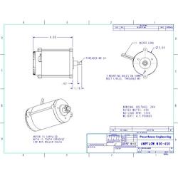 AmpFlow M30-450 Brushed Electric Motor, 450W, 12V, 24V or 36 VDC, 3700 RPM