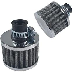 Miaowa 2PCS 12mm Mini Universal Sliver Motor Cone Cold Clean Air Intake Filter Turbo Vent Breather, Silver
