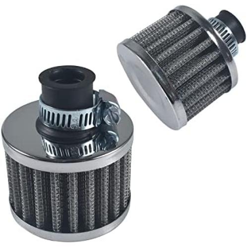 Miaowa 2PCS 12mm Mini Universal Sliver Motor Cone Cold Clean Air Intake Filter Turbo Vent Breather, Silver