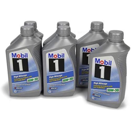Mobil 1 (103535-6PK High Mileage 10W-30 Motor Oil, 1 Quart, (Pack of 6)