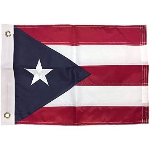 4LessCo 12x18 Puerto Rico Flag Embroidered Nylon with Grommets Motorcycle Boat Flag