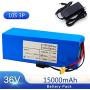 Jieoto 36V Ebike Battery 15Ah Lithium-ion Battery Pack 15000mAh 10S 3P Rechargeable Battery Fit for 500W 350W 350W 200W Motor 540Wh Electric Bike Battery with Charger and BMS