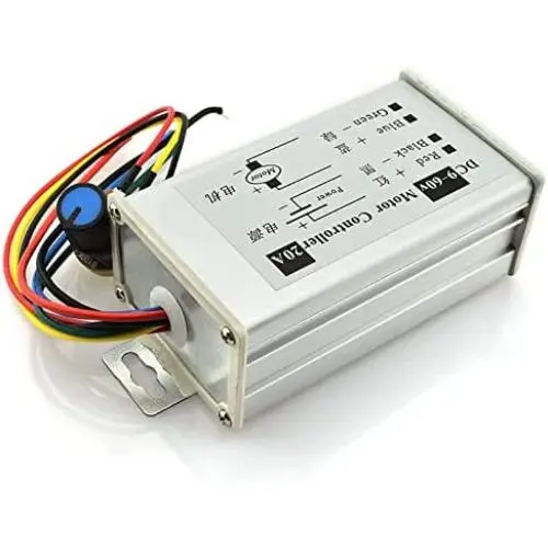 CHIXIA 20A Motor Speed Controller DC 29V 12V 24V 48V 60V PWM Motor Speed Controller Regulator Driver 20A 0-1200W Adjustable Current-Silver 20a