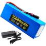 Jieoto 36V 10Ah Li-ion Battery Pack 10S 3P 10000mAh E-Bike Rechargeable Battery with Charger Suitable for 200W-500W Motor Fit for Scooters Electric Tools Tricycles