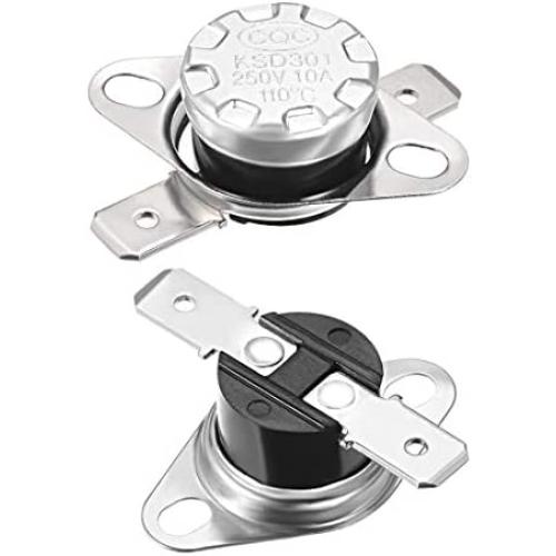 uxcell KSD301 Thermostat 110°C/230°F 10A Normally Closed N.C Adjust Snap Disc Temperature Switch for Microwave,Oven,Coffee Maker 2pcs