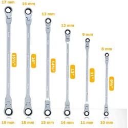 ORION MOTOR TECH Ratcheting Wrench Tool Set, Dual Head Metric Wrench Set with Long Handles Flex Head 12pt 72 Gear Ratchets, 8mm 9mm 10mm 11mm 12mm 13mm 14mm 15mm 16mm 17mm 18mm 19mm Ratchet Wrench Set