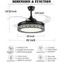 Fandian 42Inch Modern Ceiling Fans with Light Retractable Blades LED Ceiling Fan 3 Color Change 3 Speeds Chandelier Remote Control Fandelier for Living/bBedroom (Black)