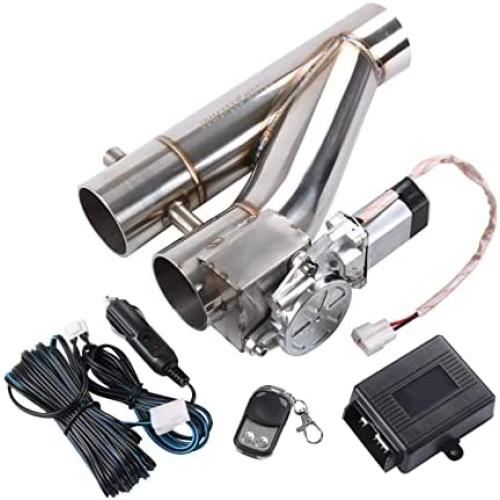 RALBDX Universal Electric Exhaust Remote Controller Motor E-cut Dual Out Valve Electric Exhaust Cutout 2.5 inch Y Pipe with Remote Kit (2.5“)