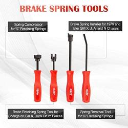 Orion Motor Tech 8pc Drum Brake Tool Kit, Drum Brake Tool with Drum Brake Spring Tool, Brake Spring Compressor, Brake Spring Pliers, Drum Brake Adjusting Tool, Brake Spoon Set, Brake Drum Tool Kit