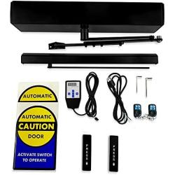Olideauto Commerical Automatic Swing Door Openers Black Color,Black Wireless Door Operator for Single Door with Wireless Push Plates with 2PCS Push Panels
