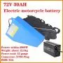 Wnicek 72V E-Bike Battery 30Ah 20S 6P Li-ion Triangle Battery Pack Electric Motorcycle 500W-2800W Lithium Battery with 5A Quick Charger and Triangle Bag