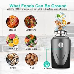 HISSUN Garbage Disposal with Power Cord,1 HP Continuous Feed Kitchen Waste Disposer,Household Food Waste Disposer with Super Quiet Motor & Dishwasher Connection,Gray