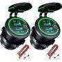 Quick Charge 3.0 Dual USB Charger Socket, Waterproof 12V/24V USB Outlet QC3.0 Fast Charger Socket with Touch Switch DIY Kit for Car, Golf Cart, Marine, Boat, RV, Motorcycle, Truck,etc(Green-2Pack)